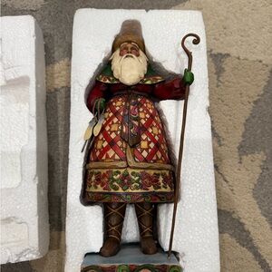 Festive Santa Figurine with Staff Jim shore